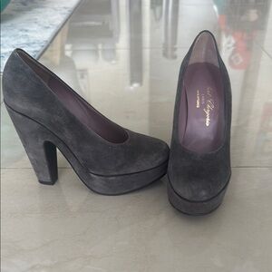 Robert Clergerie suede Gray Platform Pumps with 4 1/2 inch heel made in France